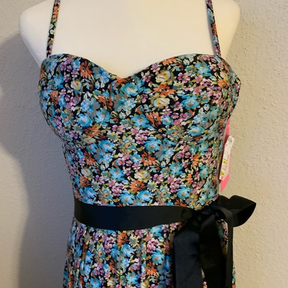 NWT Isaac Mizrahi Rainbow Multi-Colored Floral Dress with Bow Sash Size 12 - Picture 4 of 13